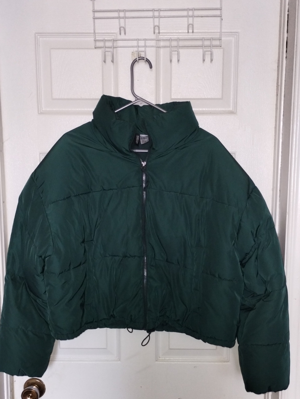 H&M Dark Green Teal Cropped Puffer Jacket. XL
